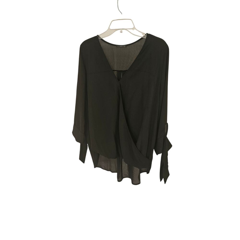 West Kei Allen Surplice Tie Sleeve High Low Blouse Xl